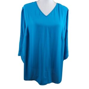 Catherines Blue Eyelet Peasant Blouse In 1XP